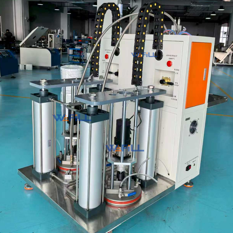 20L standard pressure platen feeding system for high-viscosity adhesive filling machine, compatible with straight-side drums and pneumatically driven to transfer epoxy, PU, and acrylic materials directly to metering pumps